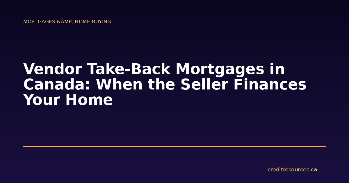 Vendor Take-Back Mortgages in Canada: When the Seller Finances Your Home